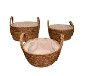 Seagrass baskets D33xH17, D30xH14, D25xH10 cm, 3 pcs